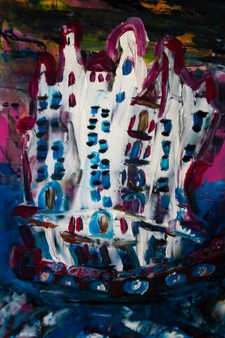 Abstract artist impression of old building